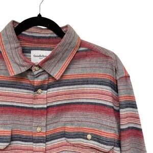 Goodfellow & Co Striped Long Sleeve Flannel Multi-Color Men’s Large Shirt